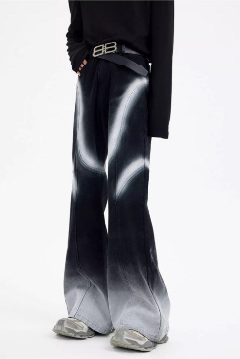 Urban Street Hiphop Coated Denim Flare Pants [ID:0224PA]
