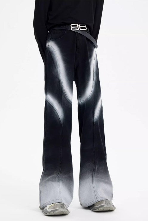 Urban Street Hiphop Coated Denim Flare Pants [ID:0224PA]