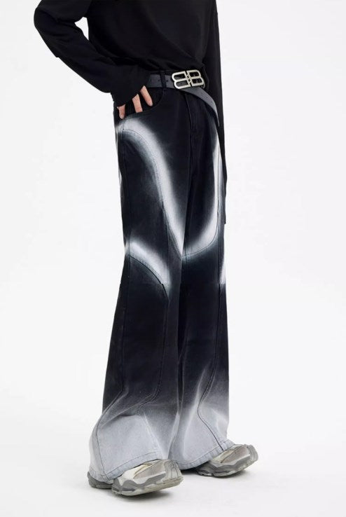 Urban Street Hiphop Coated Denim Flare Pants [ID:0224PA]