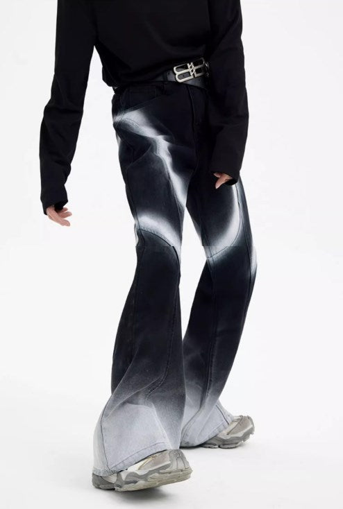 Urban Street Hiphop Coated Denim Flare Pants [ID:0224PA]