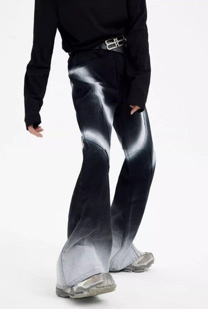 Urban Street Hiphop Coated Denim Flare Pants [ID:0224PA]