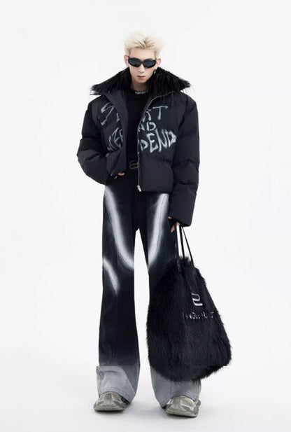 Urban Street Hiphop Coated Denim Flare Pants [ID:0224PA]