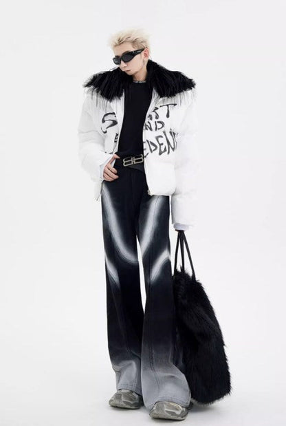 Urban Street Hiphop Coated Denim Flare Pants [ID:0224PA]