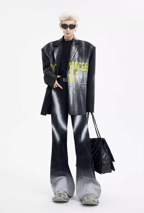 Urban Street Hiphop Coated Denim Flare Pants [ID:0224PA]