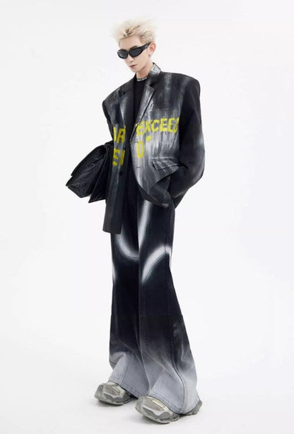 Urban Street Hiphop Coated Denim Flare Pants [ID:0224PA]