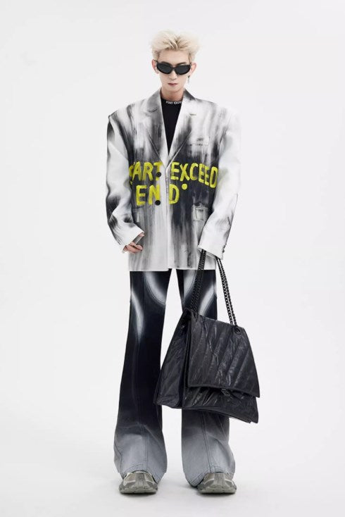 Urban Street Hiphop Coated Denim Flare Pants [ID:0224PA]