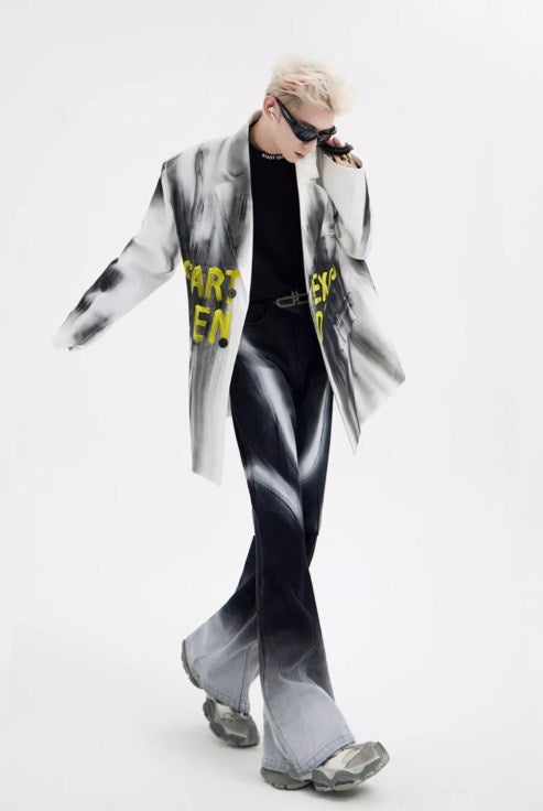 Urban Street Hiphop Coated Denim Flare Pants [ID:0224PA]