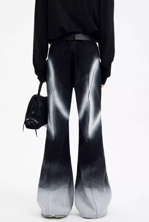 Urban Street Hiphop Coated Denim Flare Pants [ID:0224PA]