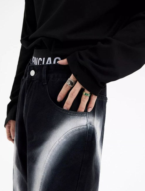 Urban Street Hiphop Coated Denim Flare Pants [ID:0224PA]
