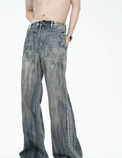American Vintage Street Style Distressed Washed Long Flared Pants [ID:0227PA]