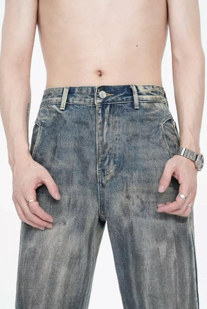 American Vintage Street Style Distressed Washed Long Flared Pants [ID:0227PA]
