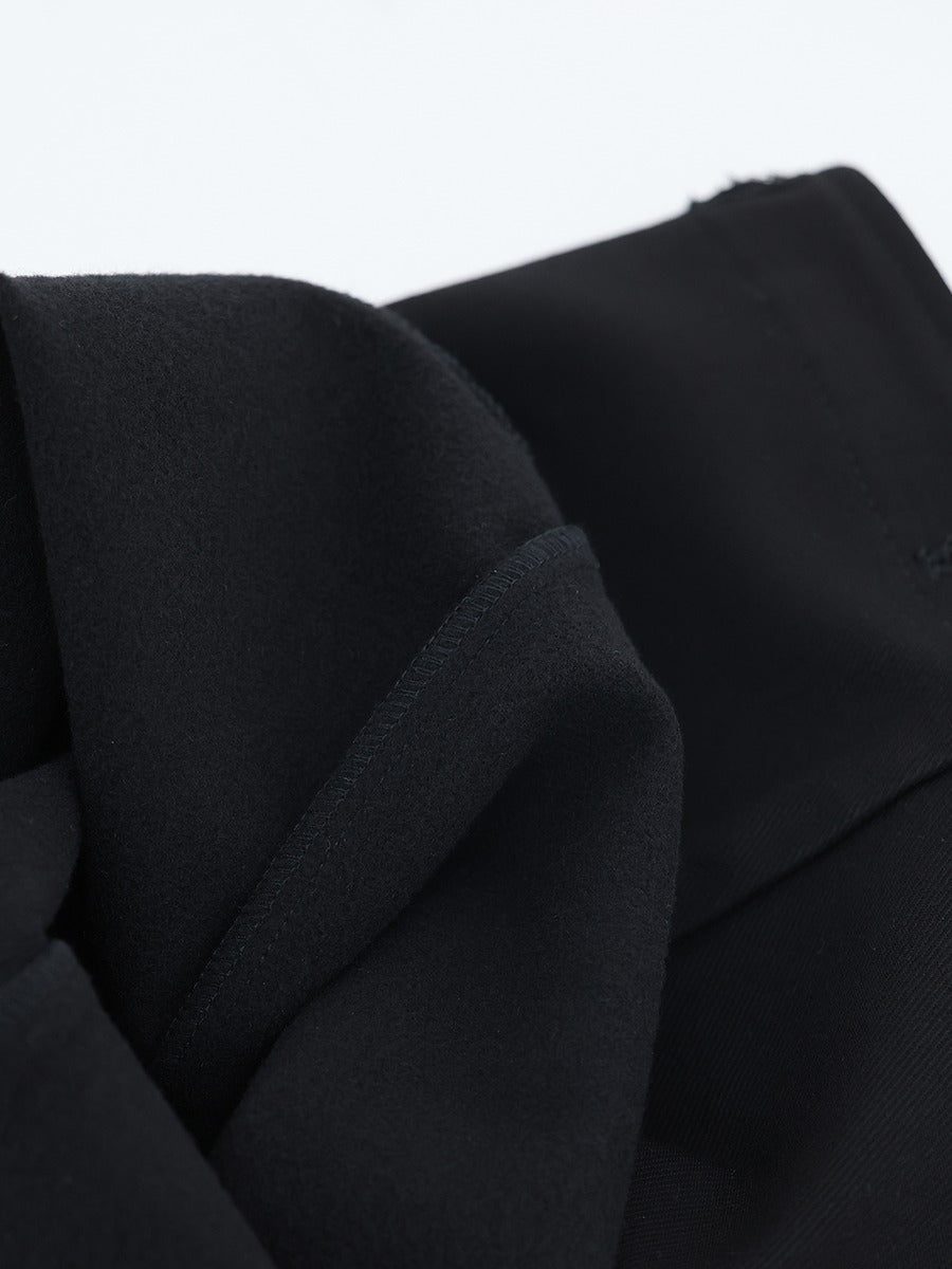 Detachable Black Twill Slim-Fit Winter Flared Pants [ID:0228PA]