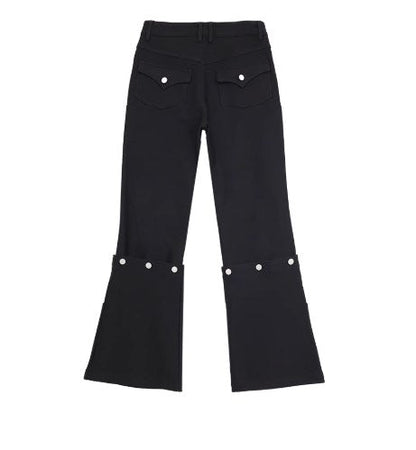 Detachable Black Twill Slim-Fit Winter Flared Pants [ID:0228PA]