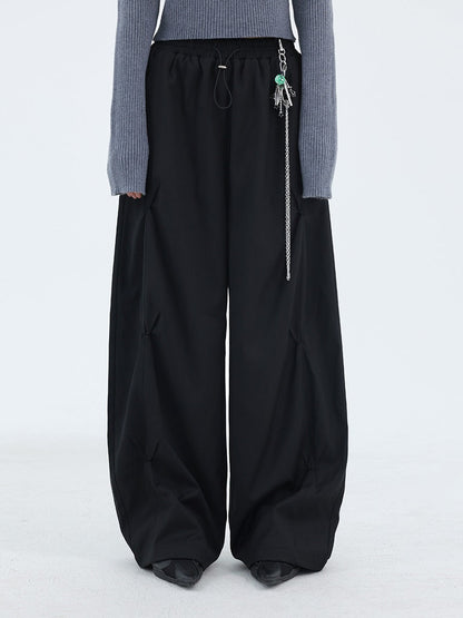 Layered TR Fabric Pleated Wide-Leg Pants [ID:0229PA]