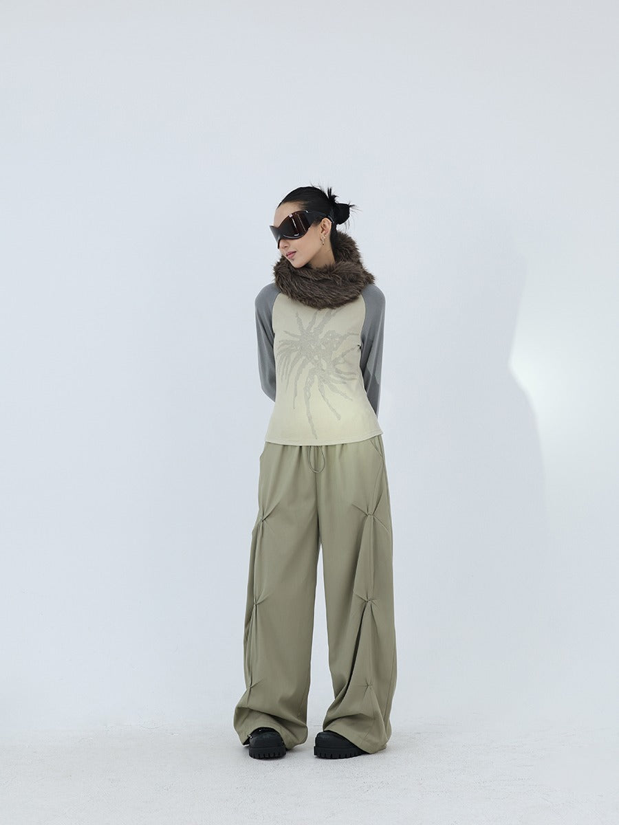 Layered TR Fabric Pleated Wide-Leg Pants [ID:0229PA]