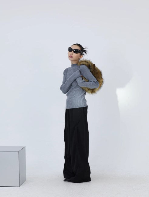 Layered TR Fabric Pleated Wide-Leg Pants [ID:0229PA]