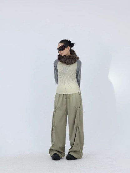 Layered TR Fabric Pleated Wide-Leg Pants [ID:0229PA]