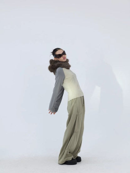 Layered TR Fabric Pleated Wide-Leg Pants [ID:0229PA]