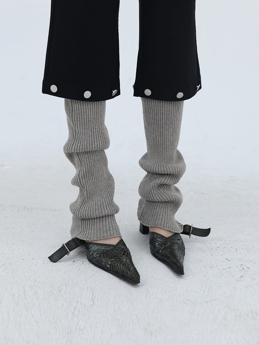 Subculture-Inspired Wool Blend Knitted Layered Leg Socks [ID:0234OT]