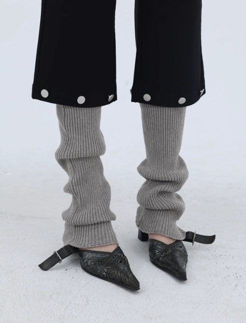 Subculture-Inspired Wool Blend Knitted Layered Leg Socks [ID:0234OT]