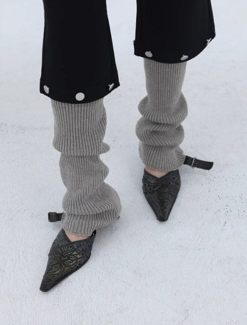 Subculture-Inspired Wool Blend Knitted Layered Leg Socks [ID:0234OT]