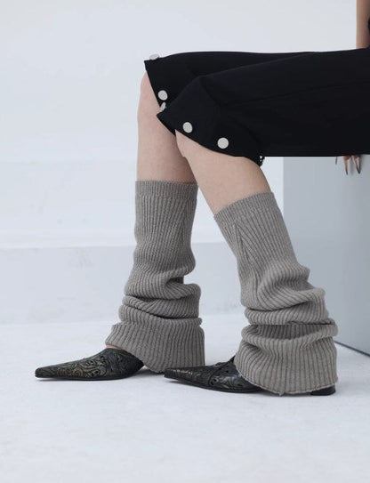 Subculture-Inspired Wool Blend Knitted Layered Leg Socks [ID:0234OT]