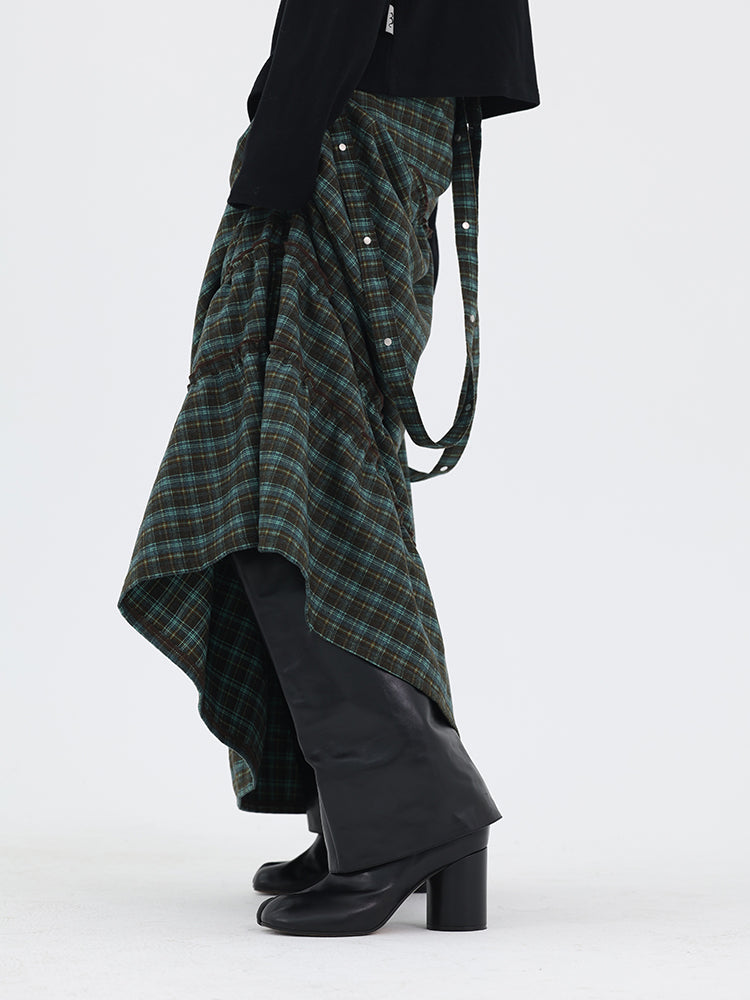 Vintage Plaid A-Line Frilled Soft Brushed Skirt [ID:0238SK]