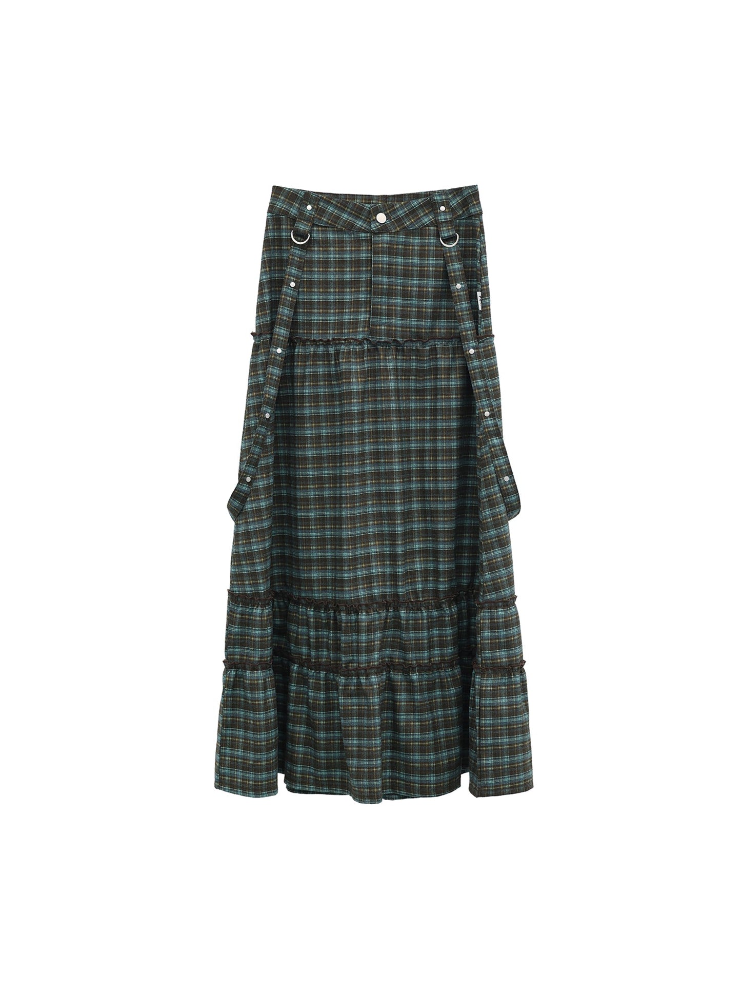 Vintage Plaid A-Line Frilled Soft Brushed Skirt [ID:0238SK]