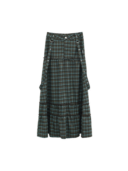 Vintage Plaid A-Line Frilled Soft Brushed Skirt [ID:0238SK]