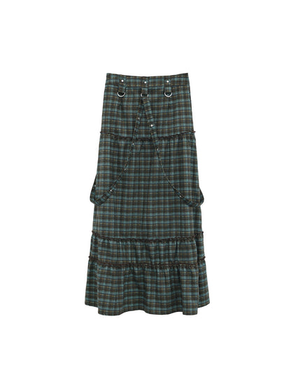 Vintage Plaid A-Line Frilled Soft Brushed Skirt [ID:0238SK]