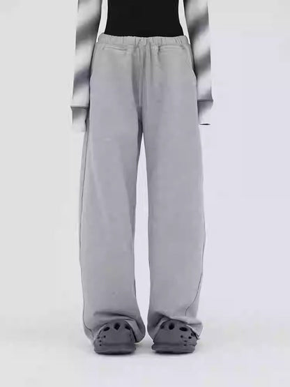 Curved-Cut Drawstring Fleece Wide Banana Pants [ID:0239PA]