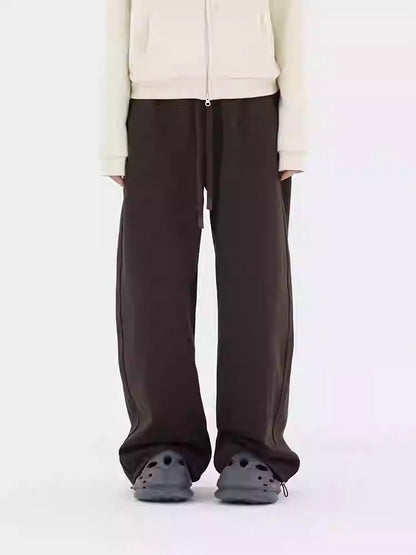 Curved-Cut Drawstring Fleece Wide Banana Pants [ID:0239PA]