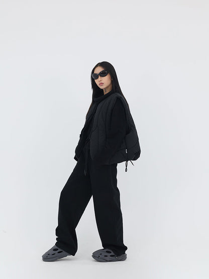 Curved-Cut Drawstring Fleece Wide Banana Pants [ID:0239PA]