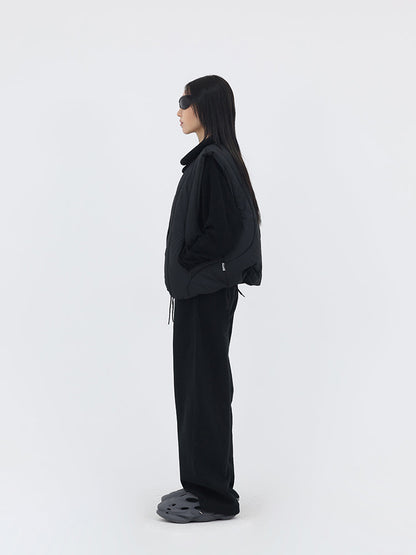 Curved-Cut Drawstring Fleece Wide Banana Pants [ID:0239PA]