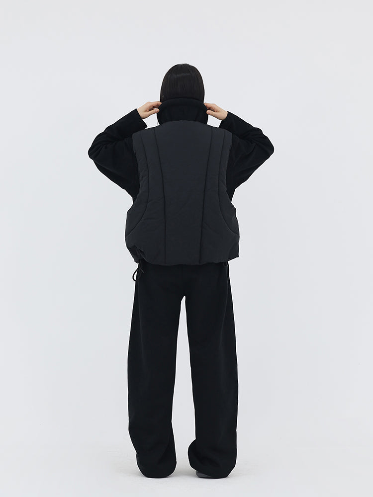 Curved-Cut Drawstring Fleece Wide Banana Pants [ID:0239PA]