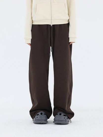 Curved-Cut Drawstring Fleece Wide Banana Pants [ID:0239PA]