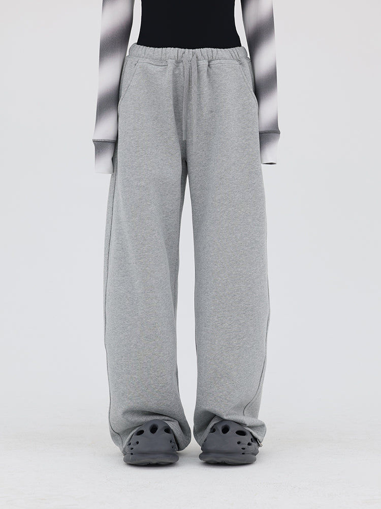 Curved-Cut Drawstring Fleece Wide Banana Pants [ID:0239PA]