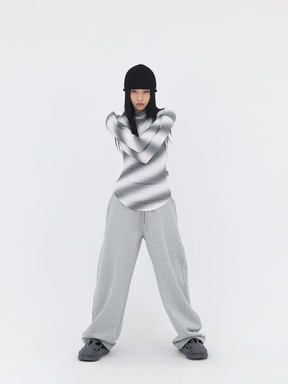 Curved-Cut Drawstring Fleece Wide Banana Pants [ID:0239PA]