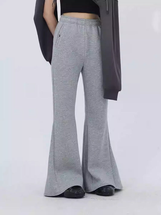 Silver Fox Velvet Cotton Panelled High-Waist Sports Pants [ID:0240PA]