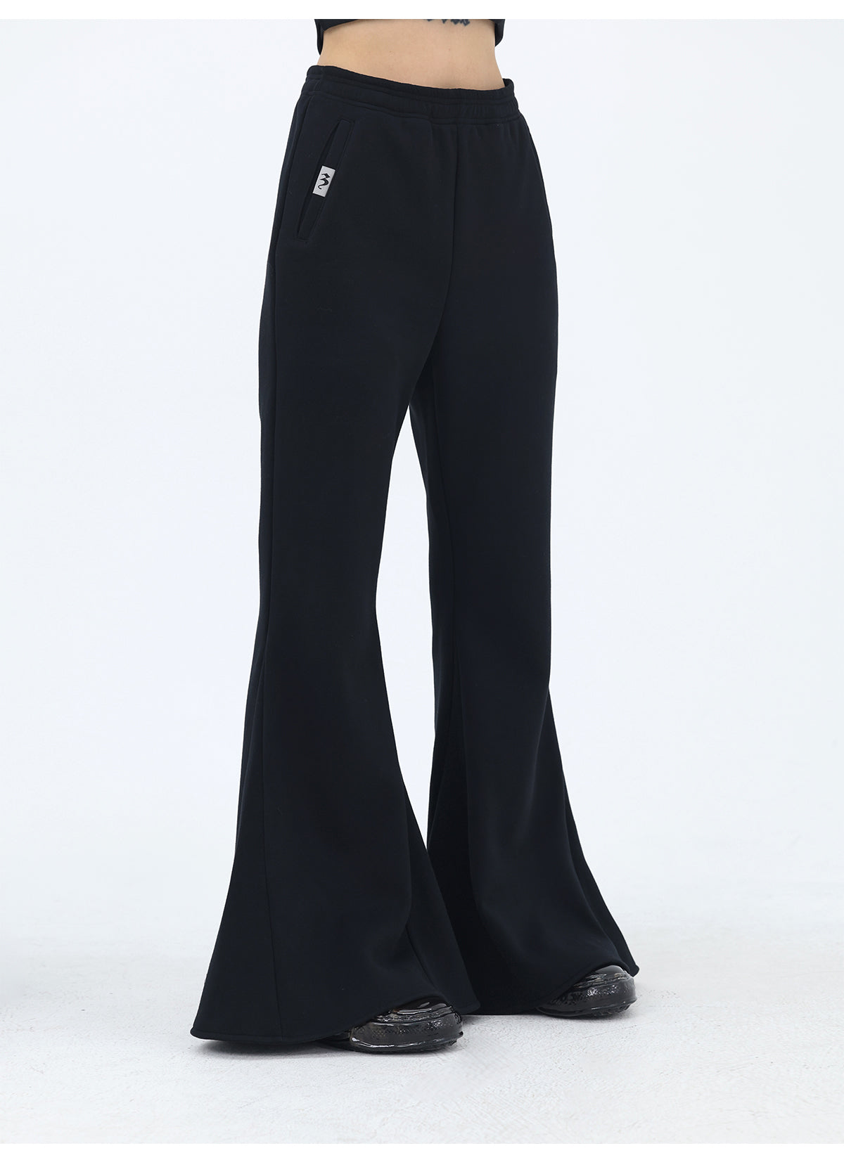 Silver Fox Velvet Cotton Panelled High-Waist Sports Pants [ID:0240PA]