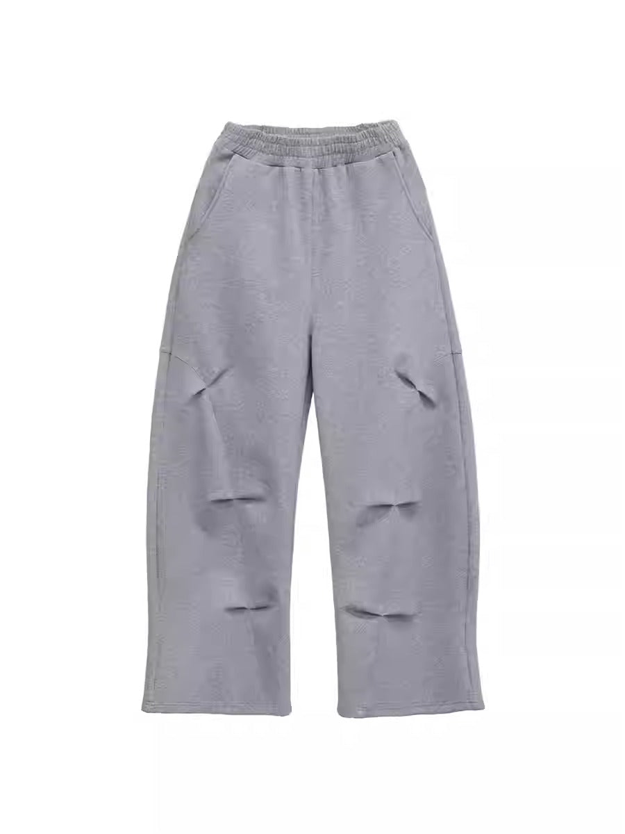 Streamlined Pleats Air Cotton Oversized Curved Pleated Sweat pants [ID:0242PA]