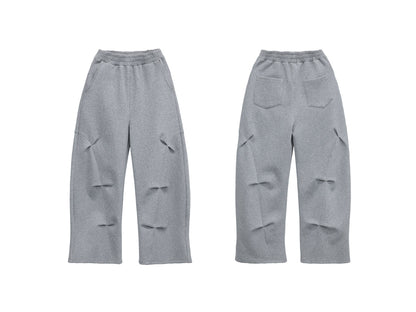 Streamlined Pleats Air Cotton Oversized Curved Pleated Sweat pants [ID:0242PA]