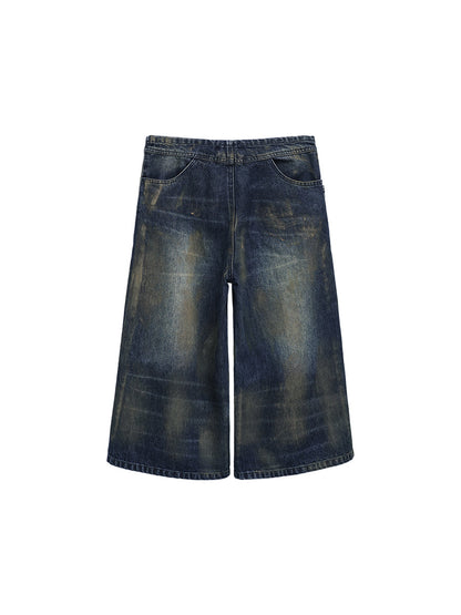 Reversed Front Back Grunge Washed Wide-Legged Jeans [ID:0243PA]