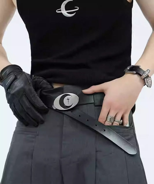 Original Moon Metal Buckle Unisex Futuristic Belt [ID:0251BE]