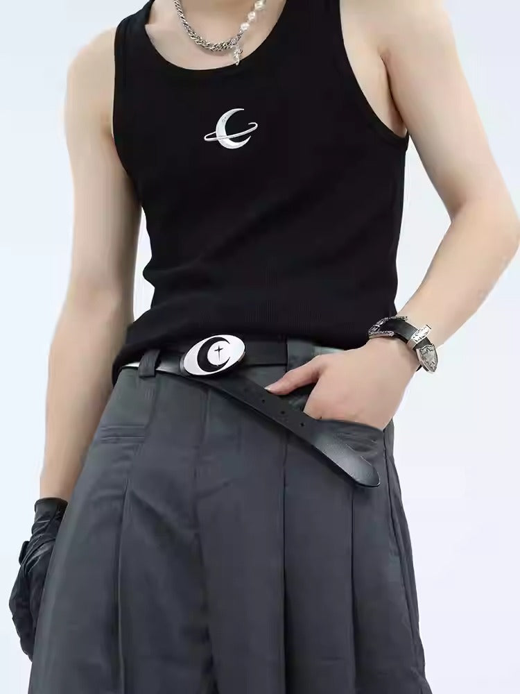 Original Moon Metal Buckle Unisex Futuristic Belt [ID:0251BE]