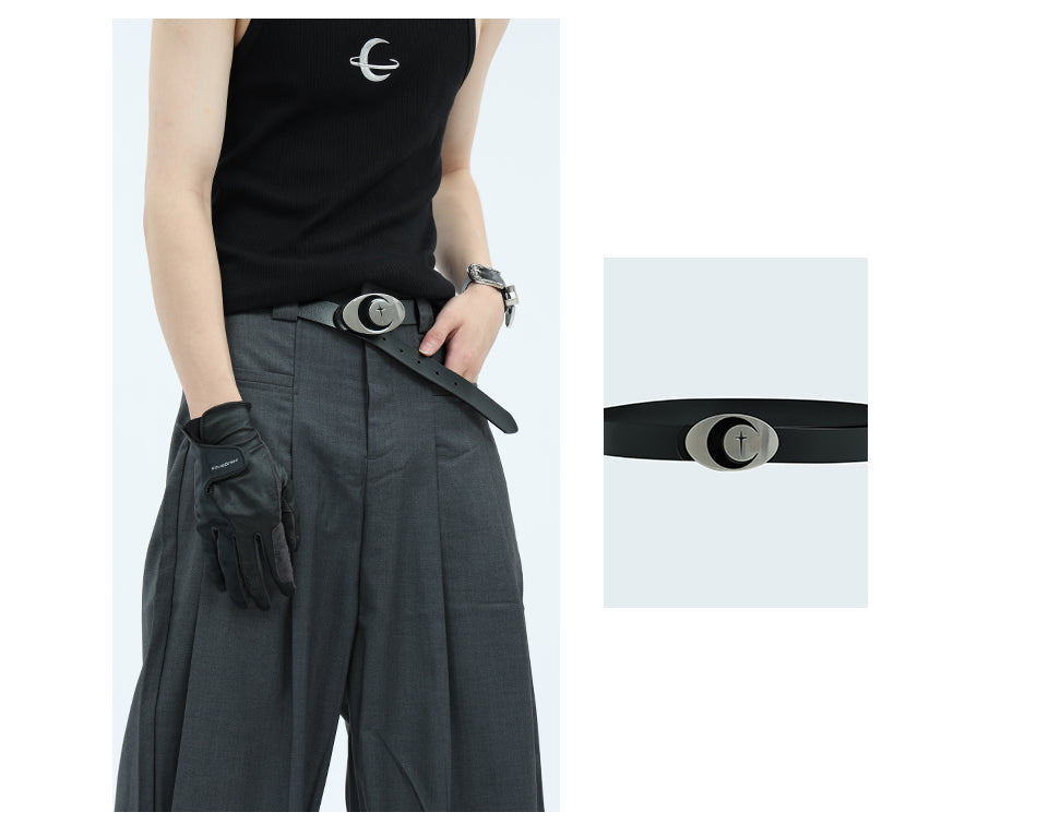 Original Moon Metal Buckle Unisex Futuristic Belt [ID:0251BE]