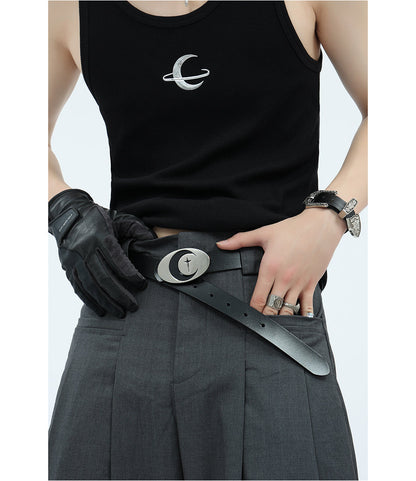 Original Moon Metal Buckle Unisex Futuristic Belt [ID:0251BE]