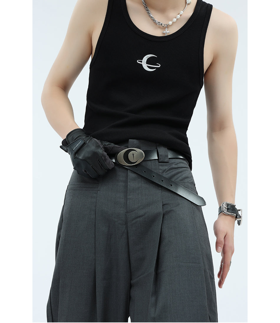 Original Moon Metal Buckle Unisex Futuristic Belt [ID:0251BE]