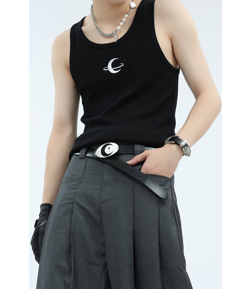 Original Moon Metal Buckle Unisex Futuristic Belt [ID:0251BE]