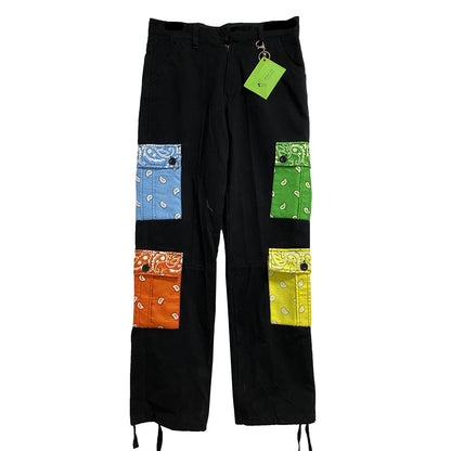 Paisley Multi-Pocket Relaxed Straight Utility Pants [ID:0254PA]